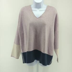 J Jill Sweater Womens XL Purple Reversible Minimalist Coastal Pastel Colorblock